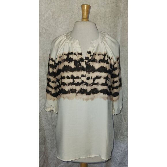 F79 Simply Vera Vera Wang brown and cream blouse - Picture 1 of 8